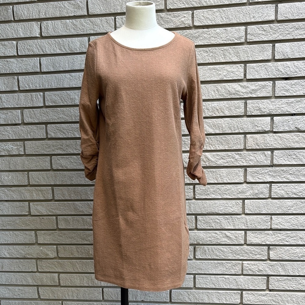 Tom Tailor Gathered/Ruched Sleeve Organic Cotton Mini Dress Sz M